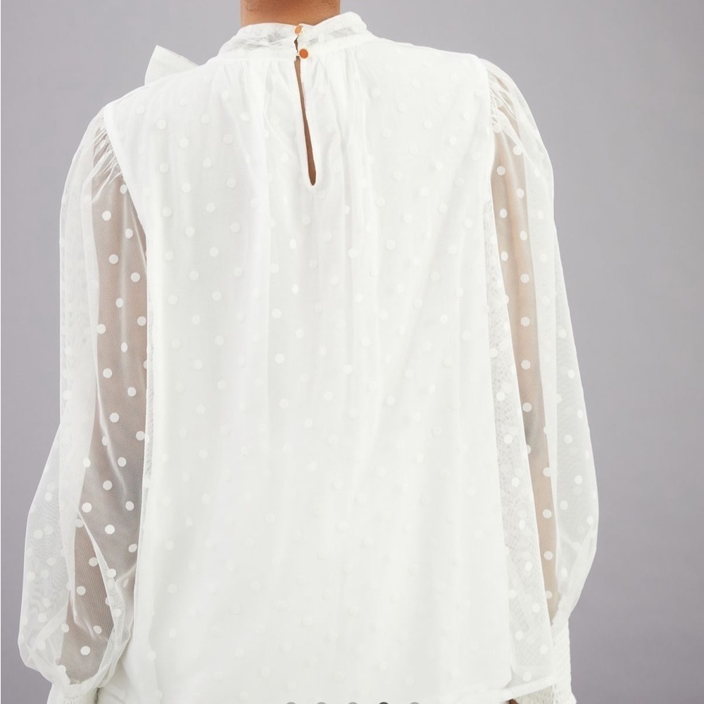 NWT Anthro Maeve Tulle Tie-Neck Blouse - Picture 4 of 8